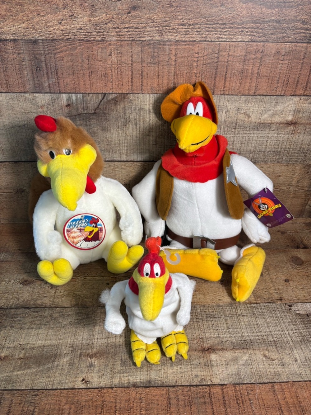 RARE Lot Of 3 Vintage Foghorn Leghorn Plush 1991, 1999, 2003 Nanco Warner Bros
